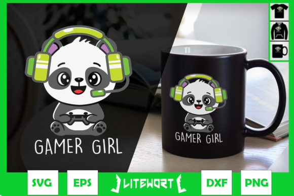 Gamer Girl Panda Gaming Panda Video Game Graphics for Crafts