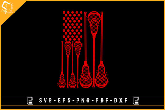 Lacrosse with USA Flag Graphics for Crafts