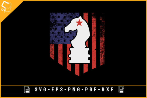 Vector USA Flag with Chess Gaming Design for Graphics and Crafts